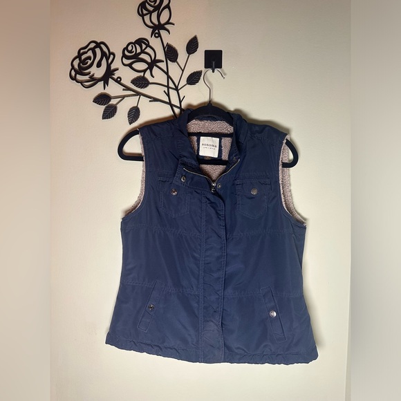 Women's Sonoma Goods For Life Sherpa Utility Vest Blue Medium - Picture 1 of 6
